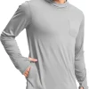 Men's Sun Protection Shirts UPF 50+ Long Sleeve Hoodie with 2 Pockets UV SPF Fishing Hiking Rash Guard Shirts