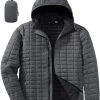 Men's Thermolite Packable Hooded Quilted Puffer Jacket, Lightweight Warm Puffy Insulated Winter Coat