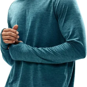Men's UPF 50+ Sun Protection Hoodie Long Sleeve SPF Fishing Hiking Running Thumbhole Shirts Hooded Quick Dry Lightweight