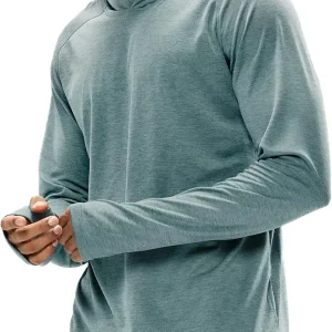 Men's UPF 50+ Sun Protection Hoodie Long Sleeve SPF Fishing Hiking Running Thumbhole Shirts Hooded Quick Dry Lightweight