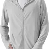 Men's UPF 50+ Sun Protection Outdoor Lightweight Full Zip Hoodie Jacket Long Sleeve Fishing Hiking Performance Shirt
