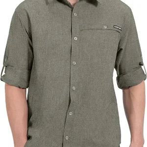 Men's UPF 50+ UV Protection Shirt, Breathable Long Sleeve Fishing Hiking Shirt, Air-Holes Tech