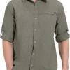 Men's UPF 50+ UV Protection Shirt, Breathable Long Sleeve Fishing Hiking Shirt, Air-Holes Tech