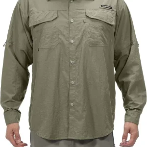 Men's UPF 50+ UV Protection Shirt, Long Sleeve Fishing Hiking Shirt