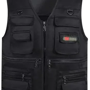 Mens Utility Casual Fishing Vests Multi Pockets Cargo Vest Travel Hunting Camping Outdoor Vest Tactical Outerwear