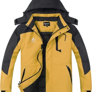 Men's Waterproof Ski Jacket Hooded Warm Winter Snowboard Coat Windproof Snow Outwear