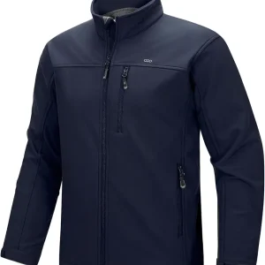 Men's Waterproof Softshell Jacket Warm Fleece Lined Windbreaker Lightweight Soft Shell for Travel Hiking Golf