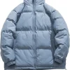 Men's Winter Coat Fleece Lined Parka Jacket Hooded Color Thickened Hooded Cotton Padded Jacket Mens Winter Coat