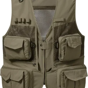 Men's Women's Utility Fishing Cargo Vest Outdoor Safari Photography Work Vest with Multi Pockets Mesh Back FV14
