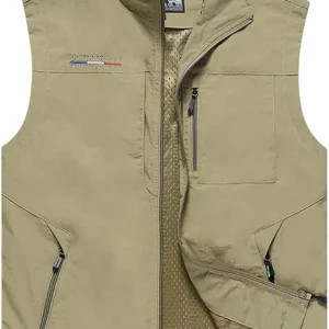 Mens Work Vest Summer Travel Photo Vest Cargo Sleeveless Jackets with Pockets