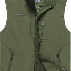 Mens Work Vest Summer Travel Photo Vest Cargo Sleeveless Jackets with Pockets