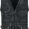 Men's Zipper Multi Pockets Casual Vest Outdoor Travel Fishing Hunting Photo Utility Work Cargo Vests Denim Black