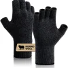 Merino Wool Fingerless Gloves for Men Women Half Finger Gloves Thermal Soft Knit Liner for Hunting Fishing Hiking