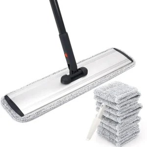 Microfiber Mop 18 in Large Flat Mops for Floor Cleaning with 4 Premium Pads Hardwood for Cleaning Wet Mop