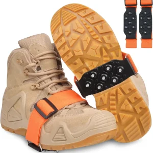 Mid-Sole Ice Cleats for Shoes and Boots Non Slip Ice Shoes Gripper Crampons for Hiking Boots Women Men Outdoor Indoor Traction Cleat Walking on Snow Winter Ice Fishing Gear