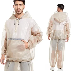 MIMI FUNN Mosquito Net Suit Ideal for Fishing, Hiking, Camping, Farming and Gardening (Beige), Large size