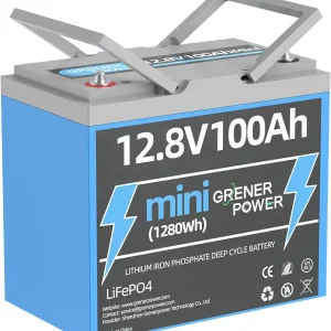 Mini 12.8V 100Ah LiFePO4 Battery, Mini Size&Ultralight Weight, 100A BMS, Max.1280Wh Energy with 4000-15000 Cycles&10 Years Lifetime, Perfect for Trolling Motor Marine RV Van Solar System