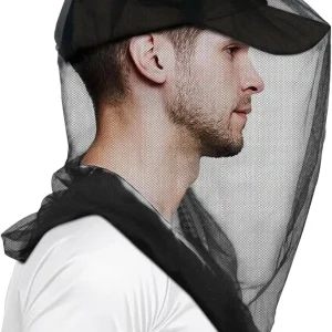 Mosquito Head Net for Insects, 4 Pack, Premium Bug Net for Head, Fly & Bug Protection | Ultra Large & Long, Finest Holes for Camping, Hiking, Fishing, Gardening, Fits All Hats for Men & Women