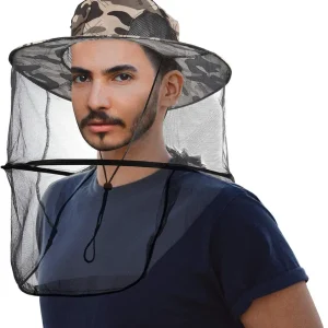 Mosquito Head Net Hat with Removable Mesh Hidden Netting, Design for Outdoor Fishing Gardening