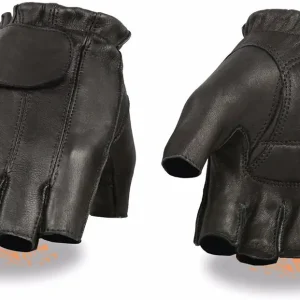 Motorcycle Riding Leather American Deer Skin Fingerless Gloves Very Soft Leather (X-Large)