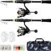 mouhike Carbon Fiber Telescopic Fishing Rod Reel Combo Lightweight Collapsible Spinning Pole Reel Kit Fishing Gear Set Portable Travel Fishing Kit with Tackle Bag Lures Hooks Fishermen Gift