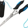 mouhike Fishing Pliers Long Nose Stainless Steel Fish Hook Remover Braid Cutters Split Ring Fish Pliers with Lanyard Fish Holder Ice Fly Fishing Gear Freshwater Saltwater Fishermen Gift
