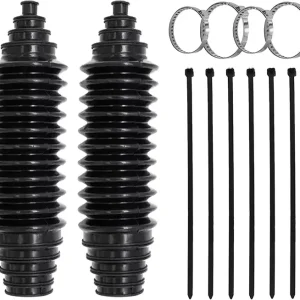 Msyuusr Universal Steering Rack and Pinion Tie Rod Boots, Silicone Inner Tie Rod Boot With Rack and Pinion Boot Clamps, Car Accessories Rack and Pinion Protect Tool Kit (Black)