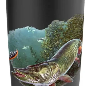 Muskie Hunter Musky Fisherman Fly Fishing Lure Novelty Stainless Steel Insulated Tumbler