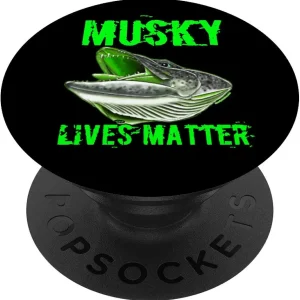 Musky Lives Matter! Chartreuse Muskie Fishing Popper Grip PopSockets PopGrip: Swappable Grip for Phones & Tablets