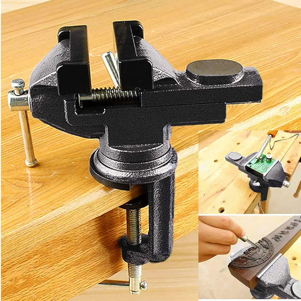 MYTEC Home Vise Universal Rotate 360� Work Clamp-On Vise, 3.2" black