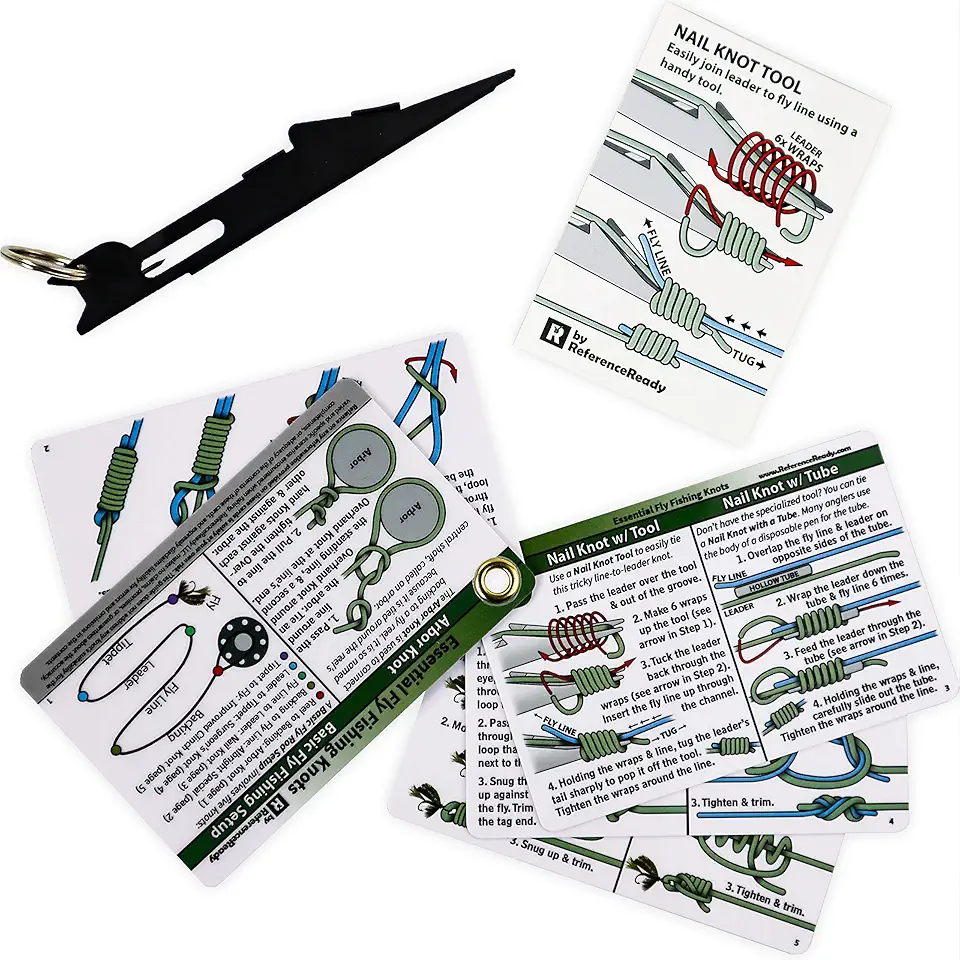 Nail Knot Tool Combo - Fly Fishing Knot Cards, Nail Knot Tying Tool, and Fly Box Sticker
