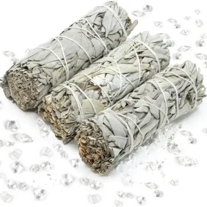 Native American Organic White Sage Smudge Sticks - Salvia Blanca para Limpiar - Sacred New Age Rituals for Energy Clearing, Meditation, Negative Energy Removal, Purification, Spiritual Healing. (3)