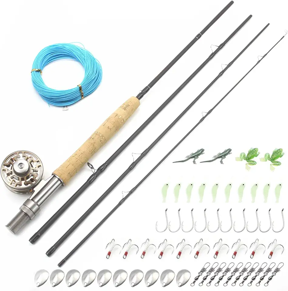 New 2.7M 9Ft Fly Fishing Rod Reel Combos Carbon 4 Section Light Rod Beginner Fly Fishing Fishing Tackle Rod Fish Rod Freshwater Fly Fishing Rod Pike Fishing Rod ZYHYD