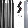Neween Adjustable Tent Poles Steel Rods Telescoping Tarp Poles for Tent, Rain Fly, Awning, Hiking, Backpacking, Canopy Camping Replacement Set of 2 with Pegs & Reflective Ropes, Black