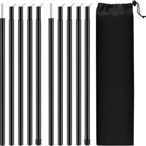Neween Tent Poles for Tarp Adjustable Camping Tarp Poles Set of 2, 76in Lightweight Collapsible Tent Pole with a Diameter of 0.6in for Backpacking Hiking Awning Canopy Rain Fly Shelter (Black)