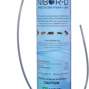 Nibor-D Insecticide Foam with IGR, Ready-to-Use for Fly and Cockroach Control, 360 Degree Application, Includes 17" Hose (1 Pack, 21 oz Can)