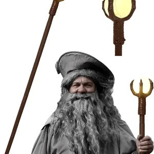 Nicky Bigs Novelties Warlock Light Up Wizard Staff Wand Walking Stick Dragon Claw Crystal Ball Orb Costume Accessory Prop