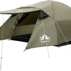 Night Cat Camping Tent 2 3 Persons with Porch Family Backpacking Tent Double Layers Waterproof Easy Clip Setup 7x6x4.3ft Porch Pole Not Inlcuded