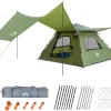 Night Cat Instant Cabin Tent with Canopy Tarp 3 Persons Waterproof Pop Up Tent for Family Camping 2 in 1 Canopy Tent with Porch Automatic Easy Set Up Outdoor