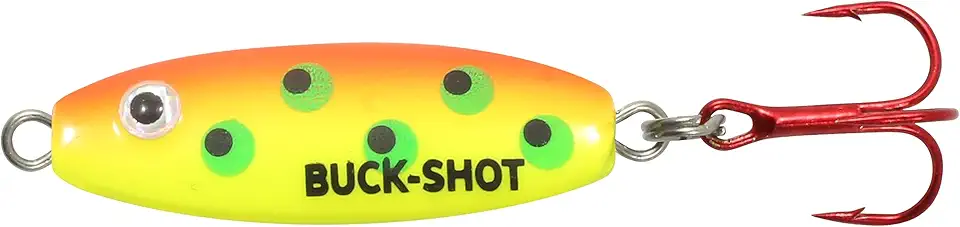 Northland Fishing Tackle Buck-Shot Ice Fishing Rattle Spoon, Assorted Sizes & Colors for Walleye, Perch, Panfish, & Trout
