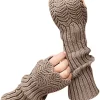 Novawo Women Arm Warmers Fashion Long Fingerless Gloves Knitted Kawaii Warm Gloves