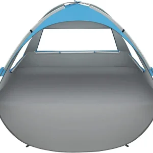 Oileus Beach Tent 2-3 Person Portable Sun Shade Shelter UV Protection, Extended Floor Ventilating Mesh Roll Up Windows Carrying Bag Stakes 6 Sand Pockets Fishing Hiking Camping,Blue