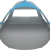 Oileus Beach Tent 2-3 Person Portable Sun Shade Shelter UV Protection, Extended Floor Ventilating Mesh Roll Up Windows Carrying Bag Stakes 6 Sand Pockets Fishing Hiking Camping,Blue