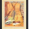 Old Fly Rod and Lure Gone Fishing Cabin Picture Black Framed Art Print