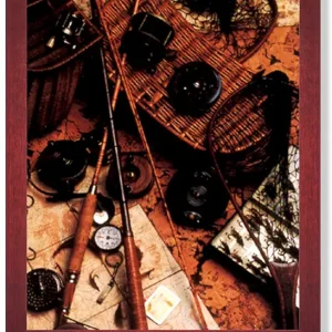 Old Wooden Fly Rod Reel and Fishing Lure Cabin Lodge Picture Framed Art Print