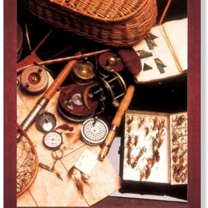 Old Wooden Rod Fly Reel and Fishing Lure Cabin Lodge Picture Framed Art Print
