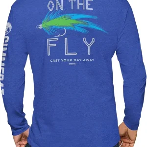 On The Fly Long Sleeve Outdoor Fly Fishing Men's and Women's Shirt Gift Fun Heather Royal