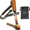 ONLYFIRE OUTDOOR LIVING Fire Starter Survival Tool, Ferro Rod Kit with Tinder Wick, Pouch, Waterproof Flint and Steel Fire Starter for Camping, Hiking and Backpacking Gear