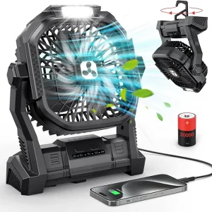 ONLYNEW Portable Fan Rechargeable, 20000mAh Cordless Battery Powered Fan with LED Lantern,Table Fan, USB C Battery Operated Fans for Travel Bedroom Home Camping Tent Office Beach Desk Fishing