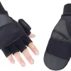 Outdoor Gloves Convertible Mittens Flip Fleece Fingerless Gloves [Windproof] for Men&Women Fishing, Cycling, Running in Cold Weather-L
